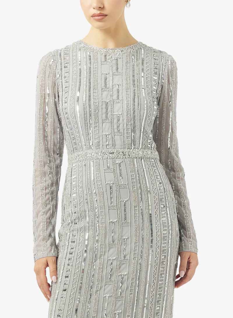 Amelia Rose  Embellished Long Sleeve Maxi Dress for Women | Best Price UAE